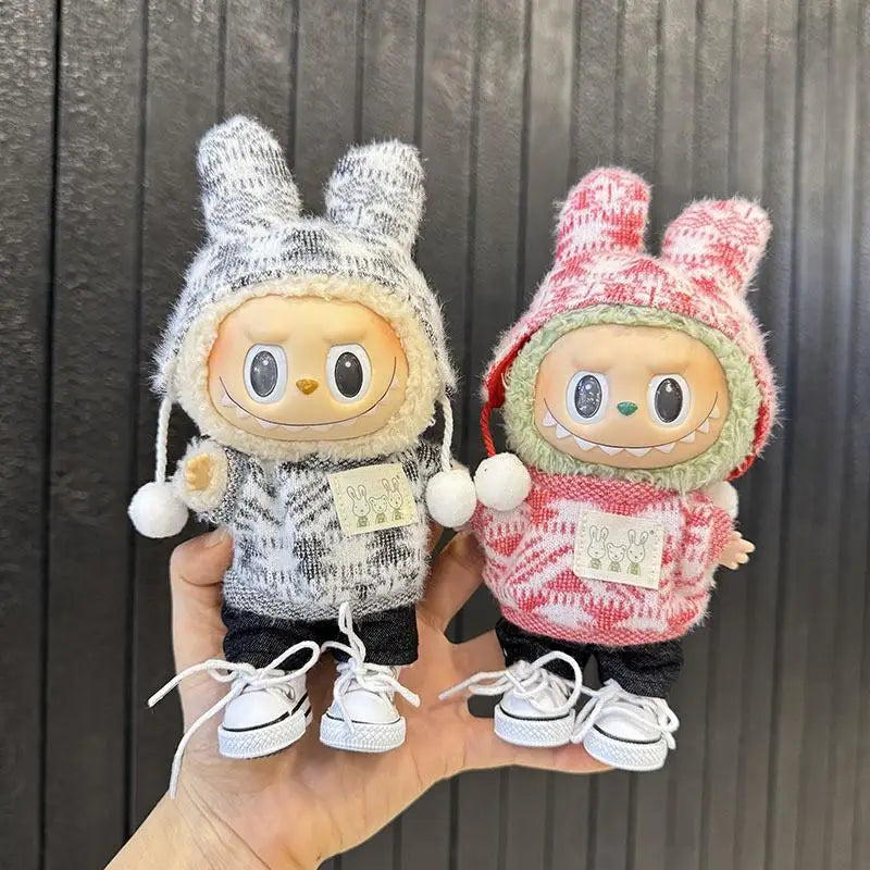 For 15-17 cm Labubu clothes outfit Labubu sitting party jacquard two-piece set Dolls Accessories Cute Decoration