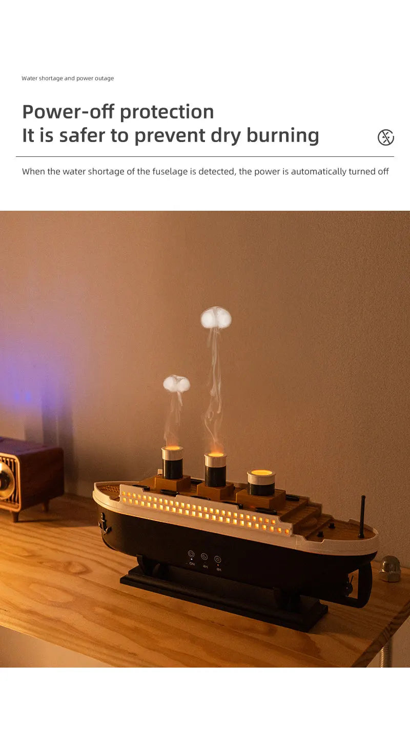 Titanic Ship Model Air Humidifier Home 250ml Remote Control Essential Oil Jellyfish Smoke Ring Spray Aroma Diffuser Humidifiers