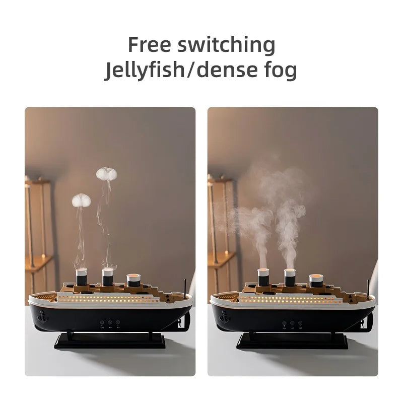 Titanic Ship Model Air Humidifier Home 250ml Remote Control Essential Oil Jellyfish Smoke Ring Spray Aroma Diffuser Humidifiers