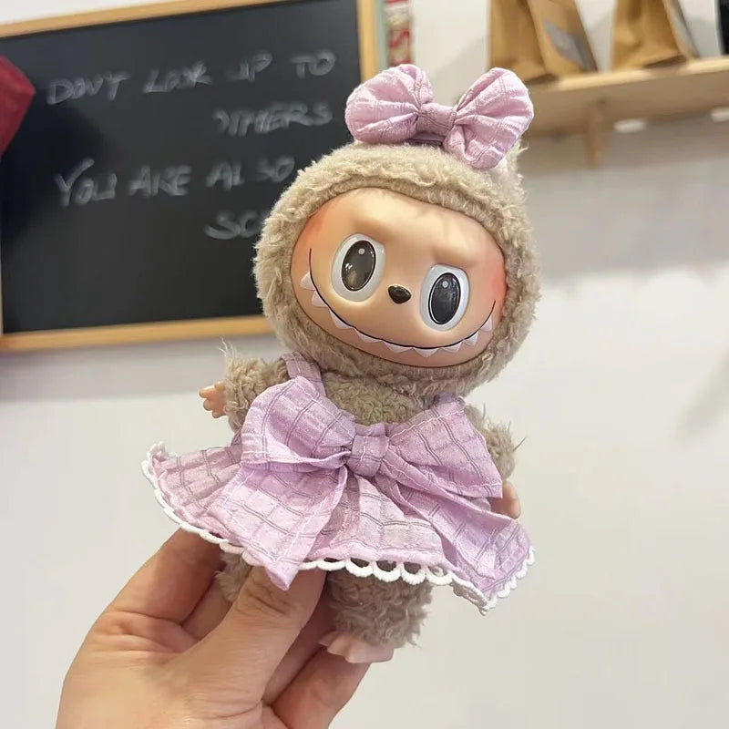 17cm Cute Mini Plush Doll'S Clothes Outfit Accessories For Korea Kpop Exo Labubu Idol Dolls shark onesie Clothing DIY Girl Gift