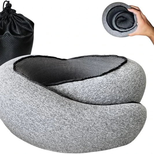 Neck Pillow Airplane for Sleeping | Memory Foam Travel Pillow for Airplanes | Compact 360 Support | Washable Cover |
