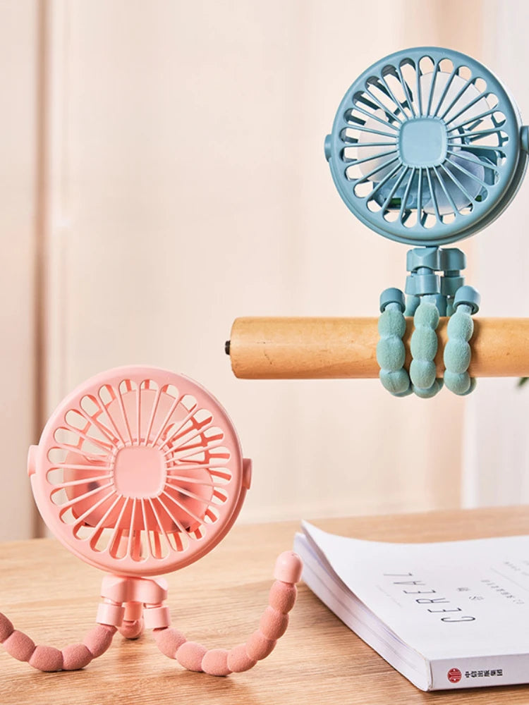 Stroller Fan Clip on For Baby Flexible Tripod  Rechargeable Battery Small Personal Fan Portable Fan for Travel Handheld Car Bed