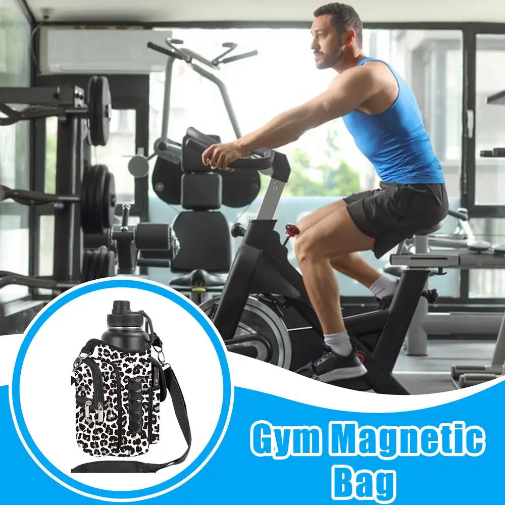 1pcs Magnetic Gym Water Bottle Bag Built-in Magnet For Easy Attachment To Metal Surface Sports Magnetic Phone Storage Pouch