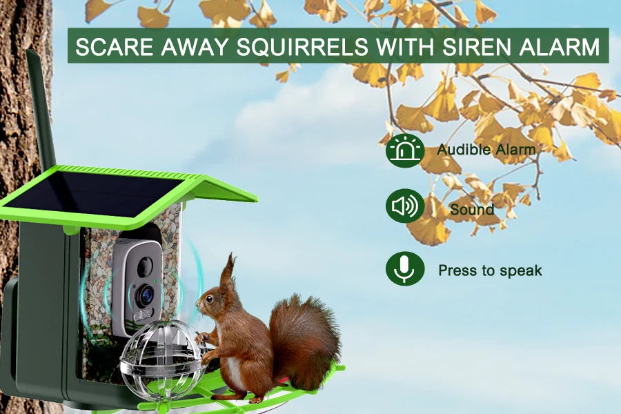 Smart Bird Feeder Camera 4MP Solar Powered Bird Watching Camera Wireless WiFi 2.4G&5G Bird Video Capture with Solar Panel