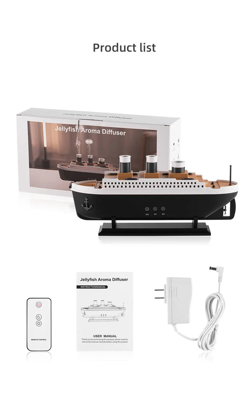 Titanic Ship Model Air Humidifier Home 250ml Remote Control Essential Oil Jellyfish Smoke Ring Spray Aroma Diffuser Humidifiers