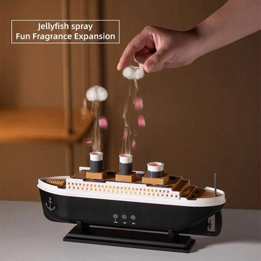 Titanic Ship Model Air Humidifier Home 250ml Remote Control Essential Oil Jellyfish Smoke Ring Spray Aroma Diffuser Humidifiers
