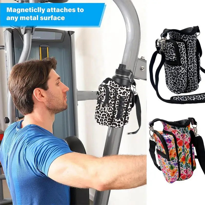 1pcs Magnetic Gym Water Bottle Bag Built-in Magnet For Easy Attachment To Metal Surface Sports Magnetic Phone Storage Pouch